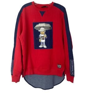 Koodoo Playground Sneakerhead Red Sweatshirt Denim Sz L